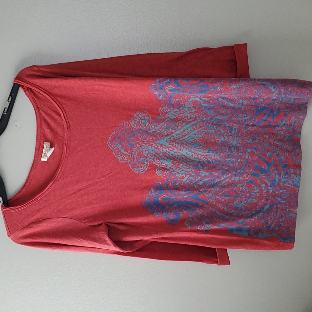 LUCKY BRAND Blue Graphic 3/4 Sleeve Tee